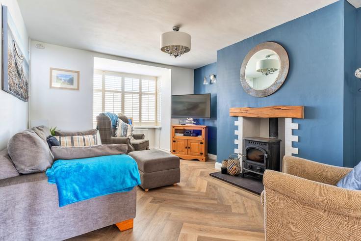 Building Pencraigwen - finest-retreats - 1329773 adresindeki bir dairede modern mobilyalarla zarif bir şekilde tasarlanmış oturma odası Llanengan, Pwllheli