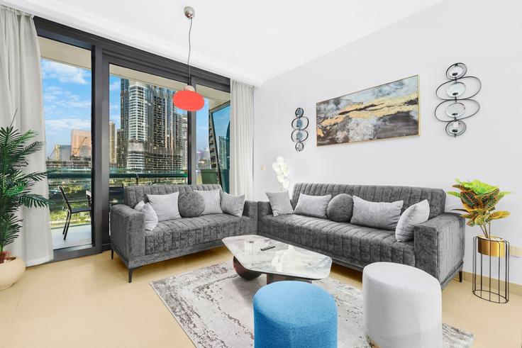 Elegantly designed living room with modern furnishings in an apartment at Building Sheikh Mohammed bin Rashid Boulevard - first-class - 1336302 in Downtown Dubai, Dubai Elegantly designed living room with modern furnishings in an apartment at Building Sheikh Mohammed bin Rashid Boulevard - first-class - 1336302 in Downtown Dubai, Dubai