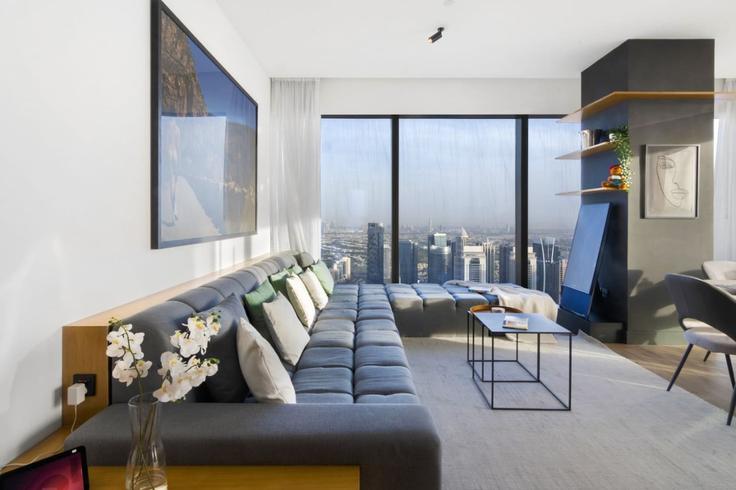 Salle de séjour élégante avec mobilier moderne dans un appartement à Building Alkhayay Street - first-class - 1336321 à Dubai Marina, Dubai