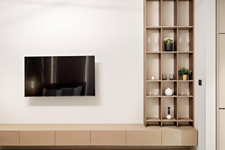 Elegant gestaltetes Wohnzimmer mit moderner Einrichtung in einer Wohnung im Building Lazuward South West - first-class - 1336439 in Al Barsha South Fourth, Dubai