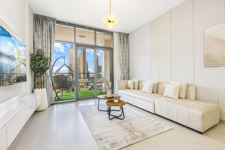 Building Burj Khalifa Boulevard - first-class - 1336570 adresindeki bir dairede modern mobilyalarla zarif bir şekilde tasarlanmış oturma odası Downtown Dubai, Dubai Building Burj Khalifa Boulevard - first-class - 1336570 adresindeki bir dairede modern mobilyalarla zarif bir şekilde tasarlanmış oturma odası Downtown Dubai, Dubai