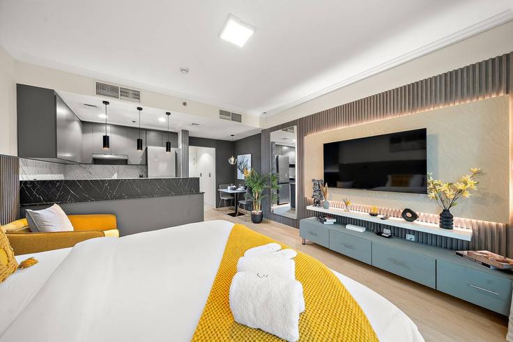 Salle de séjour élégante avec mobilier moderne dans un appartement à Building Al Asayel St - first-class - 1344591 à Downtown Dubai, Dubai