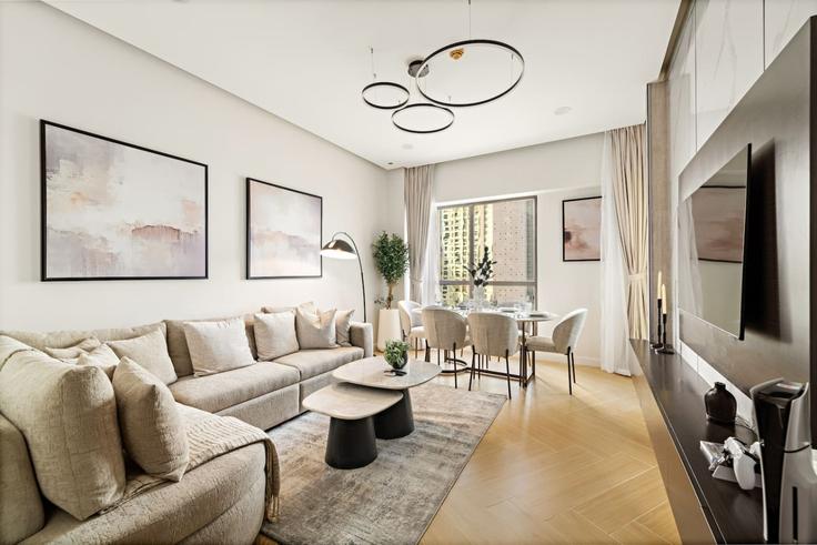 Dubai Marina, Dubai에 위치한 Building Al Mamsha Street - first-class - 1364173 아파트의 세련된 인테리어가 돋보이는 거실