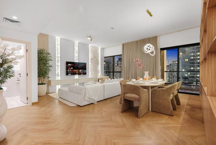 Salle de séjour élégante avec mobilier moderne dans un appartement à Building Al Sayorah Street - first-class - 1546589 à Dubai Marina, Dubai Salle de séjour élégante avec mobilier moderne dans un appartement à Building Al Sayorah Street - first-class - 1546589 à Dubai Marina, Dubai