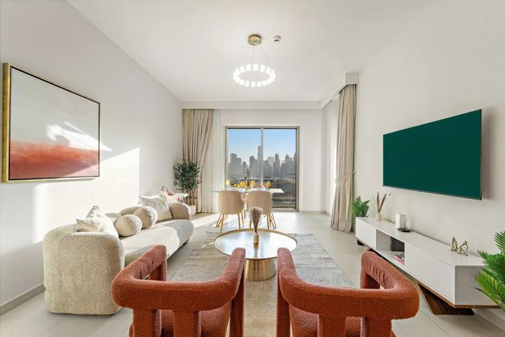 Elegant gestaltetes Wohnzimmer mit moderner Einrichtung in einer Wohnung im Building Tariaq Bedon Esm - first-class - 1421962 in Za'abeel, Dubai Elegant gestaltetes Wohnzimmer mit moderner Einrichtung in einer Wohnung im Building Tariaq Bedon Esm - first-class - 1421962 in Za'abeel, Dubai