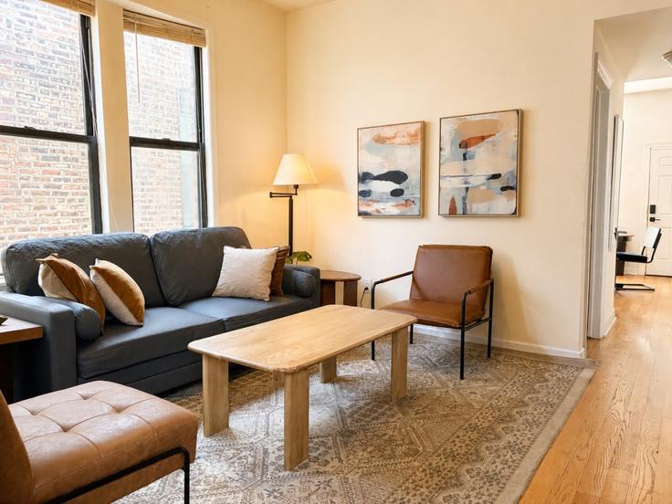 Building North Damen Avenue - flexhome - 1501223 adresindeki bir dairede modern mobilyalarla zarif bir şekilde tasarlanmış oturma odası Chicago, Chicago Building North Damen Avenue - flexhome - 1501223 adresindeki bir dairede modern mobilyalarla zarif bir şekilde tasarlanmış oturma odası Chicago, Chicago