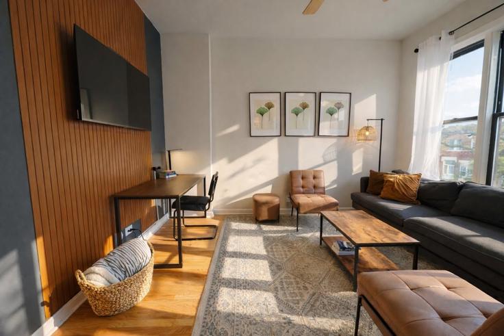 Building North Damen Avenue - flexhome - 1606164 adresindeki bir dairede modern mobilyalarla zarif bir şekilde tasarlanmış oturma odası Chicago, Chicago Building North Damen Avenue - flexhome - 1606164 adresindeki bir dairede modern mobilyalarla zarif bir şekilde tasarlanmış oturma odası Chicago, Chicago