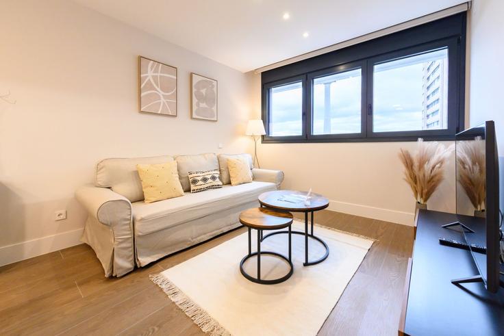 Sala de estar elegantemente projetada com móveis modernos em um apartamento no Building Calle de Juan Esplandiú - for-you-rentals - 1461778 em Retiro, Madrid