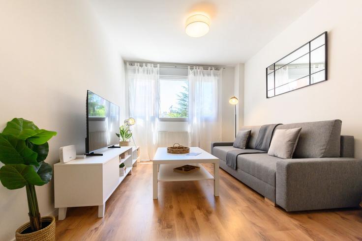 Sala de estar elegantemente projetada com móveis modernos em um apartamento no Building Calle de San Aquilino - for-you-rentals - 1521620 em Tetuán, Madrid