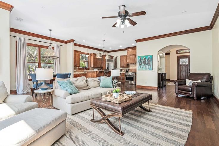 Elegantly designed living room with modern furnishings in an apartment at Building Chelsea Lane - frenchcowboys - 1466116 in Austin, Austin