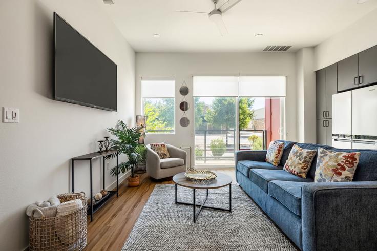 Elegante sala de estar con mobiliario moderno en un apartamento en Building Gabriels Place - frenchcowboys - 1631800 en New Braunfels, New Braunfels