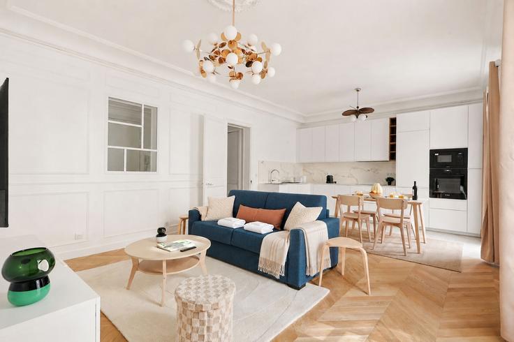 Salle de séjour élégante avec mobilier moderne dans un appartement à Building Rue des Belles Feuilles - full-concierge - 1621747 à 16th arrondissement, Paris Salle de séjour élégante avec mobilier moderne dans un appartement à Building Rue des Belles Feuilles - full-concierge - 1621747 à 16th arrondissement, Paris