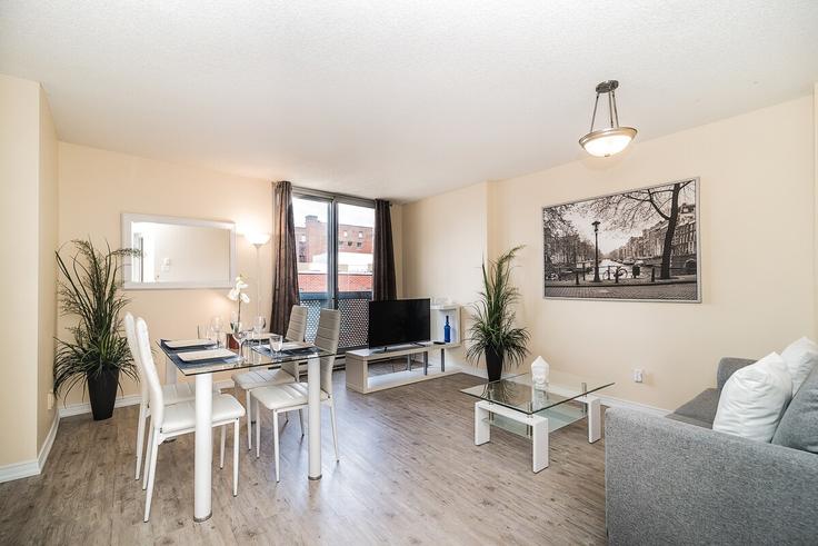 Elegant gestaltetes Wohnzimmer mit moderner Einrichtung in einer Wohnung im Building Rue Saint-Dominique - gesthab - 1261809 - TOR in Ville-Marie, Montreal