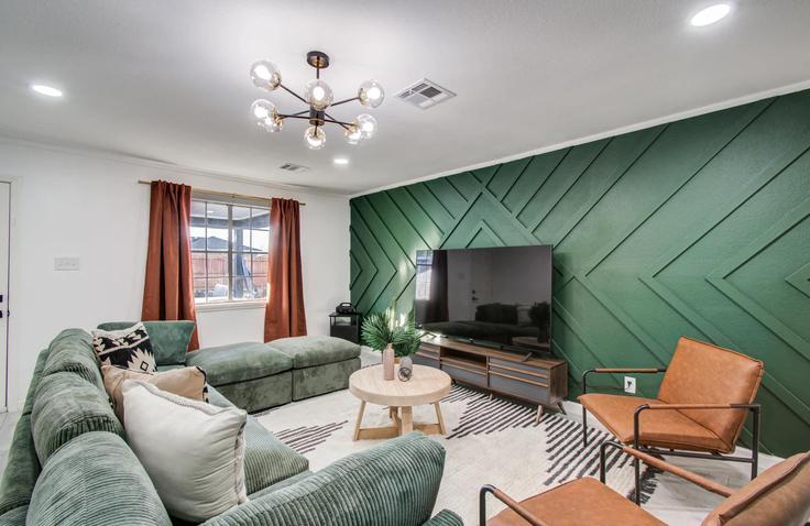 Elegante sala de estar con mobiliario moderno en un apartamento en Building Sagegrove Lane - goldnest - 1066581 - USA en Houston, Houston