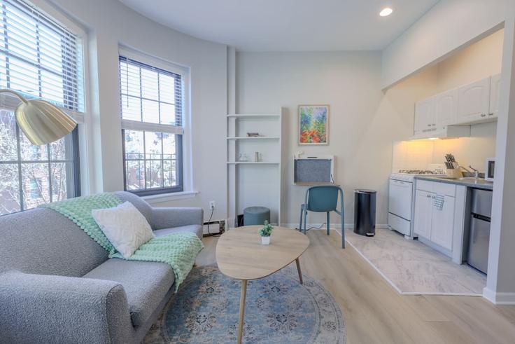 Boston BostonのBuilding Saint Botolph Street - healinghomesofboston - 1363409のアパートメントにある、モダンな家具を備えたエレガントなデザインのリビングルーム