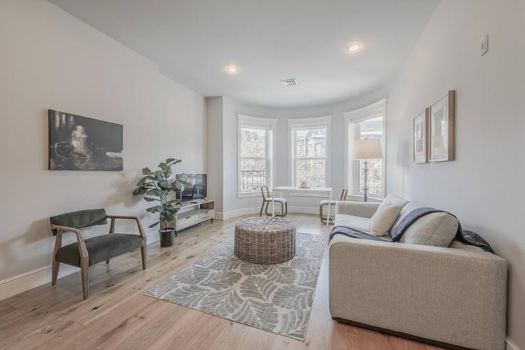 Salle de séjour élégante avec mobilier moderne dans un appartement à Building Newbury Street - healinghomesofboston - 1541049 à Boston, Boston Salle de séjour élégante avec mobilier moderne dans un appartement à Building Newbury Street - healinghomesofboston - 1541049 à Boston, Boston