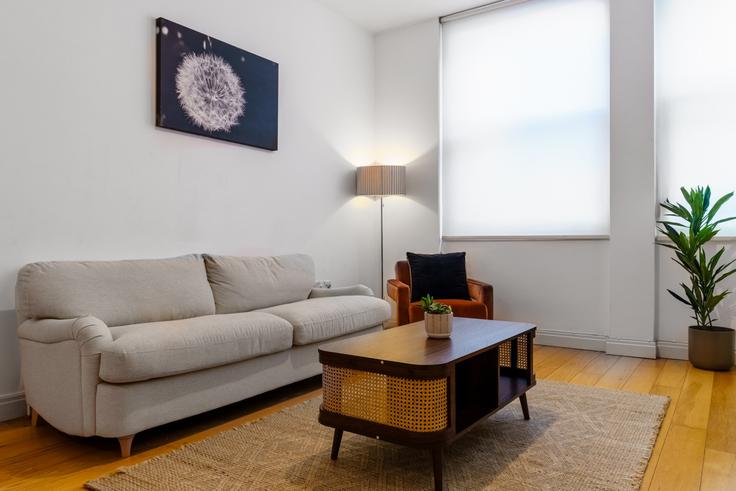 Elegantly designed living room with modern furnishings in an apartment at Building Albany Street - hive-stays-ltd - 1383571 in London Borough of Camden, London
