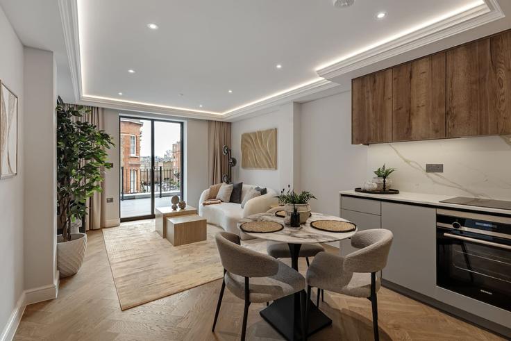 Royal Borough of Kensington and Chelsea, London에 위치한 Building Kensington High Street - hive-stays-ltd - 1504844 유닛의 세련된 인테리어가 돋보이는 거실
