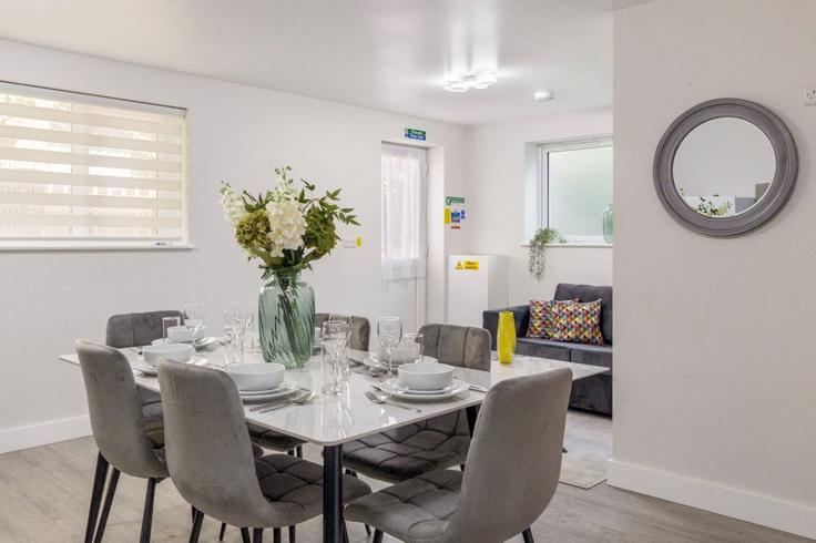 Elegantly designed living room with modern furnishings in an apartment at Building 52 West Heath Drive - home-to-host-usa - 1466848 in London Borough of Barnet, London