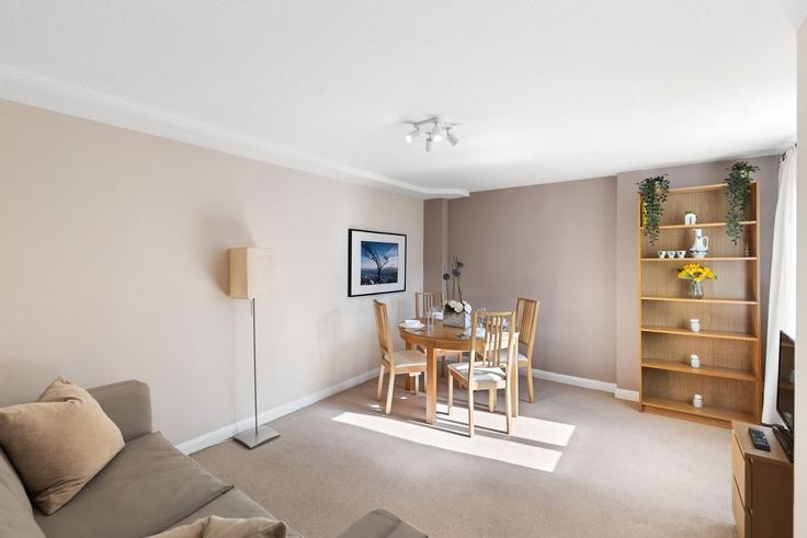 Elegantly designed living room with modern furnishings in an apartment at Building Elan Court, 34 Newark Street - home-to-host-usa - 1635285 in London Borough of Tower Hamlets, London