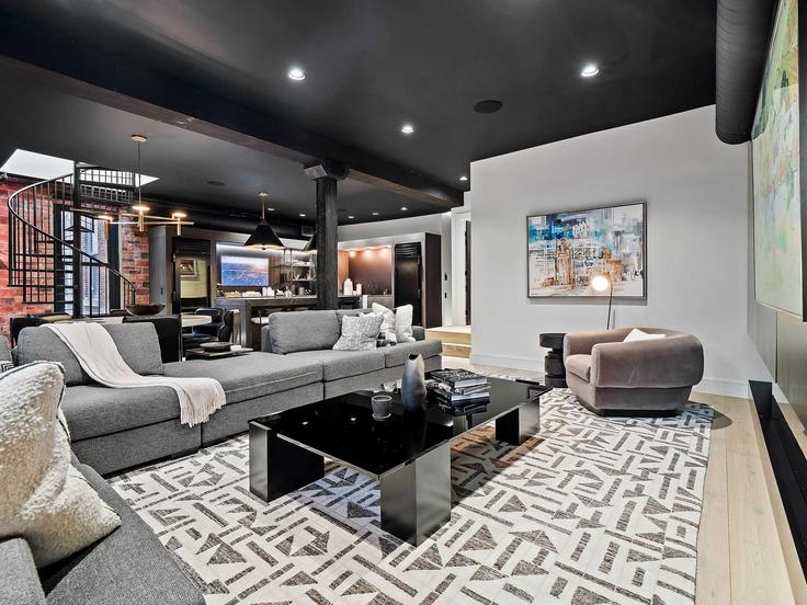 Cleveland ClevelandのBuilding West Saint Clair Avenue - homehop-pm - 1643101のアパートメントにある、モダンな家具を備えたエレガントなデザインのリビングルーム
