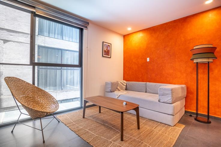 Mexico City, Mexico City에 위치한 Building Río Guadalquivir - hostair - 1582737 유닛의 세련된 인테리어가 돋보이는 거실 Mexico City, Mexico City에 위치한 Building Río Guadalquivir - hostair - 1582737 유닛의 세련된 인테리어가 돋보이는 거실
