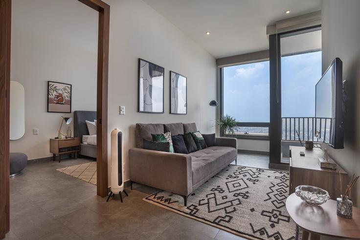 Salle de séjour élégante avec mobilier moderne dans un appartement à Building Avenida Paseo de la Reforma - hostair - 1582476 à Mexico City, Mexico City Salle de séjour élégante avec mobilier moderne dans un appartement à Building Avenida Paseo de la Reforma - hostair - 1582476 à Mexico City, Mexico City