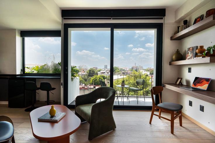 Mexico City, Mexico City에 위치한 Building Ures - hostair - 1582525 유닛의 세련된 인테리어가 돋보이는 거실 Mexico City, Mexico City에 위치한 Building Ures - hostair - 1582525 유닛의 세련된 인테리어가 돋보이는 거실