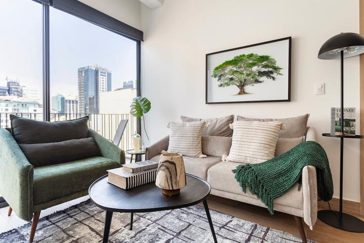 Salle de séjour élégante avec mobilier moderne dans un appartement à Building Londres - hostair - 1582665 à Mexico City, Mexico City Salle de séjour élégante avec mobilier moderne dans un appartement à Building Londres - hostair - 1582665 à Mexico City, Mexico City