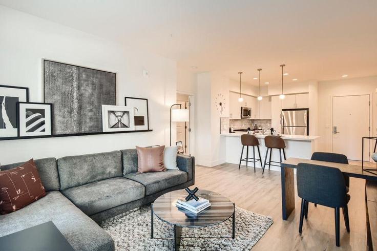Elegante sala de estar con mobiliario moderno en un apartamento en Building Sunroad Centrum Lane - hosteeva - 1266058 - SAN en San Diego, San Diego