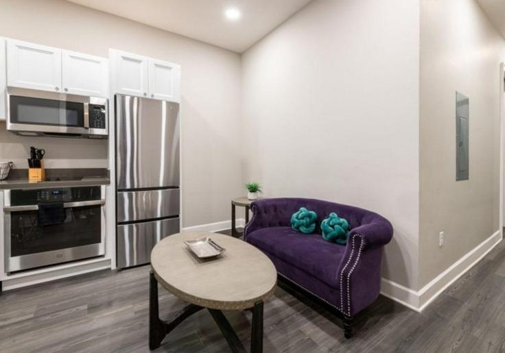 Elegante sala de estar con mobiliario moderno en un apartamento en Building Saint Claude Avenue - hosteeva - 1266540 - USA en New Orleans, New Orleans