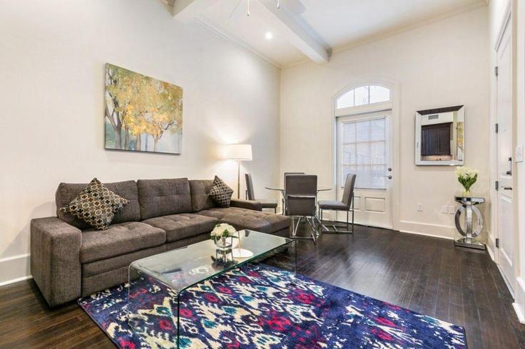 Building Canal Street - hosteeva - 1269266 - USA adresindeki bir dairede modern mobilyalarla zarif bir şekilde tasarlanmış oturma odası New Orleans, New Orleans Building Canal Street - hosteeva - 1269266 - USA adresindeki bir dairede modern mobilyalarla zarif bir şekilde tasarlanmış oturma odası New Orleans, New Orleans