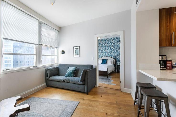 Building Common Street - hosteeva - 1267805 - USA adresindeki bir dairede modern mobilyalarla zarif bir şekilde tasarlanmış oturma odası New Orleans, New Orleans