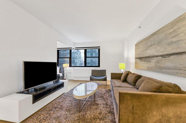 Salle de séjour élégante avec mobilier moderne dans un appartement à Building East 39th Street - hosteeva - 1364333 à Manhattan, New York