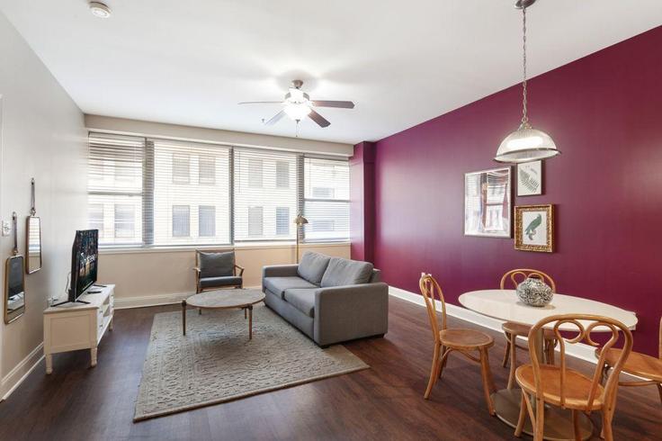 Elegante sala de estar con mobiliario moderno en un apartamento en Building Common Street - hosteeva - 1266913 - USA en New Orleans, New Orleans Elegante sala de estar con mobiliario moderno en un apartamento en Building Common Street - hosteeva - 1266913 - USA en New Orleans, New Orleans