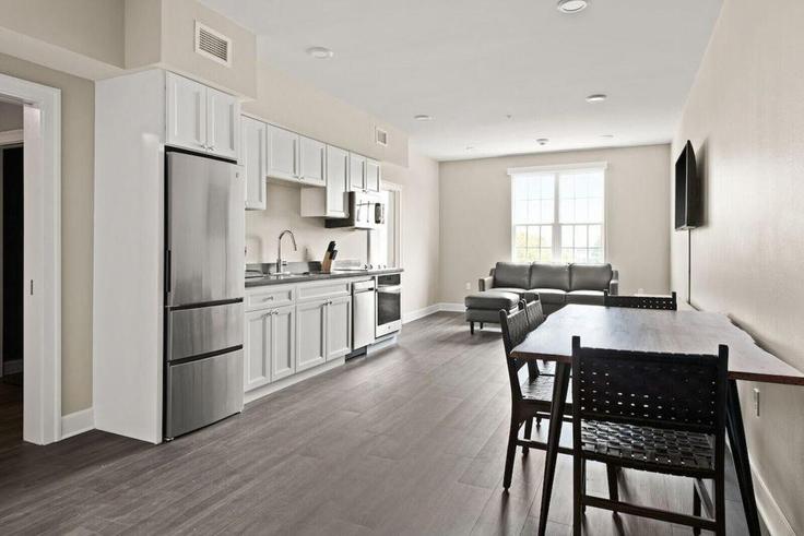 New Orleans New OrleansのBuilding Saint Claude Avenue - hosteeva - 1266546 - USAのアパートメントにある、モダンな家具を備えたエレガントなデザインのリビングルーム