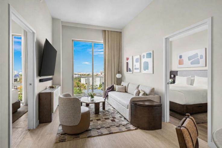 Miami MiamiのBuilding Southwest 2nd Avenue - hosteeva - 1570877のアパートメントにある、モダンな家具を備えたエレガントなデザインのリビングルーム