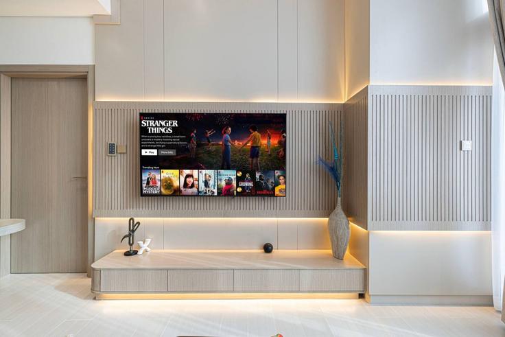 Salle de séjour élégante avec mobilier moderne dans un appartement à Building Lazuward North East - hostiva - 1459510 à Al Barsha South Fourth, Dubai