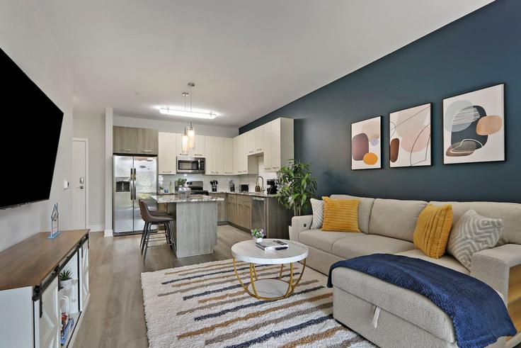 Salle de séjour élégante avec mobilier moderne dans un appartement à Building Ferry Road - house-of-living21 - 1366974 à Warrenville, Warrenville