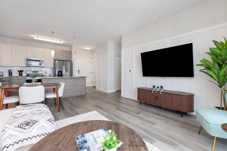 Salle de séjour élégante avec mobilier moderne dans un appartement à Building Ferry Road - house-of-living21 - 1366991 à Warrenville, Warrenville