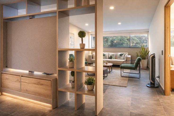 Building Carrera 29 - housy-host - 1327090 adresindeki bir dairede modern mobilyalarla zarif bir şekilde tasarlanmış oturma odası El Poblado, Medellín