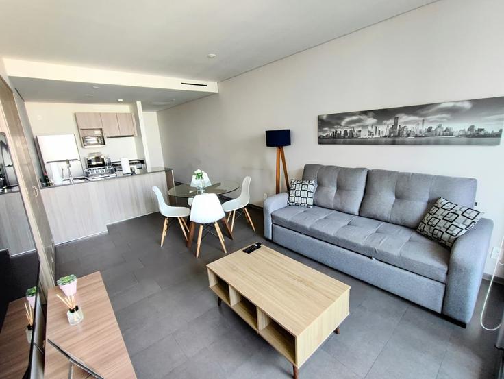 Salle de séjour élégante avec mobilier moderne dans un appartement à Building Avenida Ejército Nacional Mexicano - ihaus-properties - 1282168 - MEX à Mexico City, Mexico City