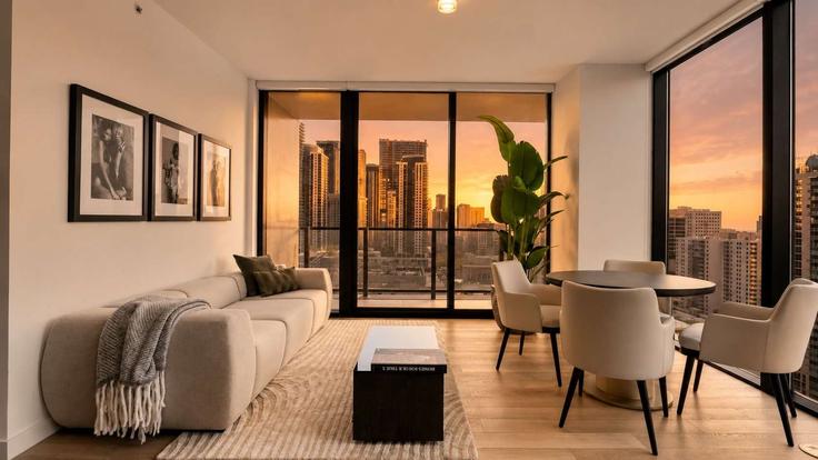 Elegante sala de estar con mobiliario moderno en un apartamento en Building Northeast 11th Street - ilios-rentals - 1579680 en Miami, Miami Elegante sala de estar con mobiliario moderno en un apartamento en Building Northeast 11th Street - ilios-rentals - 1579680 en Miami, Miami