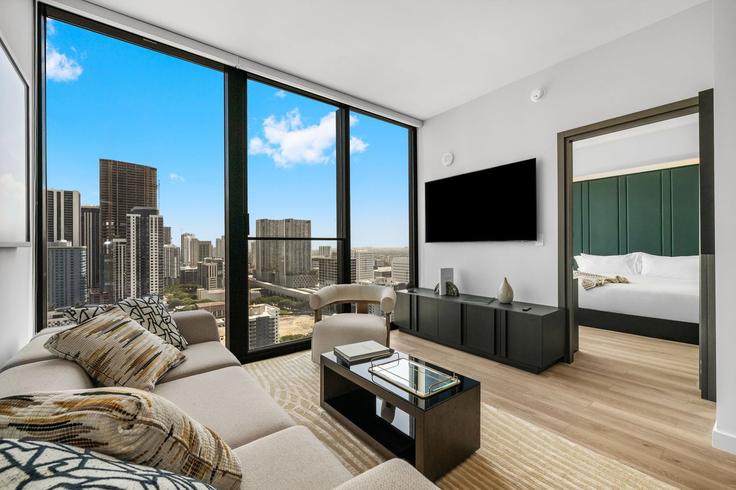 Elegant gestaltetes Wohnzimmer mit moderner Einrichtung in einer Wohnung im Building Northeast 11th Street - ilios-rentals - 1621153 in Miami, Miami Elegant gestaltetes Wohnzimmer mit moderner Einrichtung in einer Wohnung im Building Northeast 11th Street - ilios-rentals - 1621153 in Miami, Miami