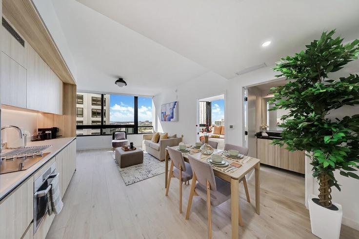 Elegante sala de estar con mobiliario moderno en un apartamento en Building Northwest 2nd Street - ionica - 1422354 en Miami, Miami Elegante sala de estar con mobiliario moderno en un apartamento en Building Northwest 2nd Street - ionica - 1422354 en Miami, Miami