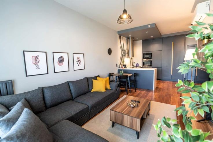 Sala de estar elegantemente projetada com móveis modernos em um apartamento no Building Kurtuluş Deresi Caddesi - ipmhomes - 1335854 em Beyoğlu, İstanbul Sala de estar elegantemente projetada com móveis modernos em um apartamento no Building Kurtuluş Deresi Caddesi - ipmhomes - 1335854 em Beyoğlu, İstanbul