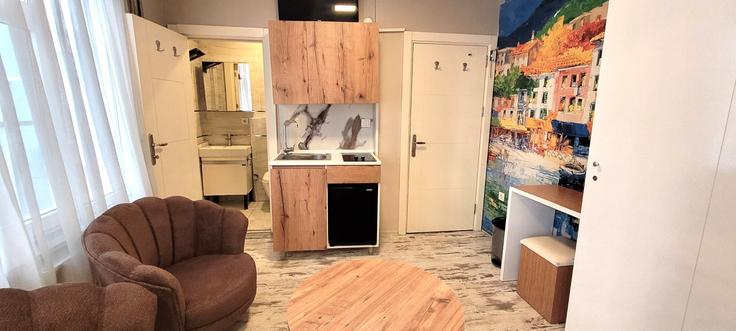 Elegant gestaltetes Wohnzimmer mit moderner Einrichtung in einer Wohnung im Building Şair Nedim Caddesi - ipmhomes - 1335807 in Beşiktaş, İstanbul Elegant gestaltetes Wohnzimmer mit moderner Einrichtung in einer Wohnung im Building Şair Nedim Caddesi - ipmhomes - 1335807 in Beşiktaş, İstanbul