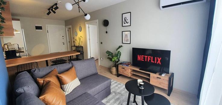 Elegant gestaltetes Wohnzimmer mit moderner Einrichtung in einer Wohnung im Building Cesaret Sokak - ipmhomes - 1335834 in Kağıthane, İstanbul Elegant gestaltetes Wohnzimmer mit moderner Einrichtung in einer Wohnung im Building Cesaret Sokak - ipmhomes - 1335834 in Kağıthane, İstanbul