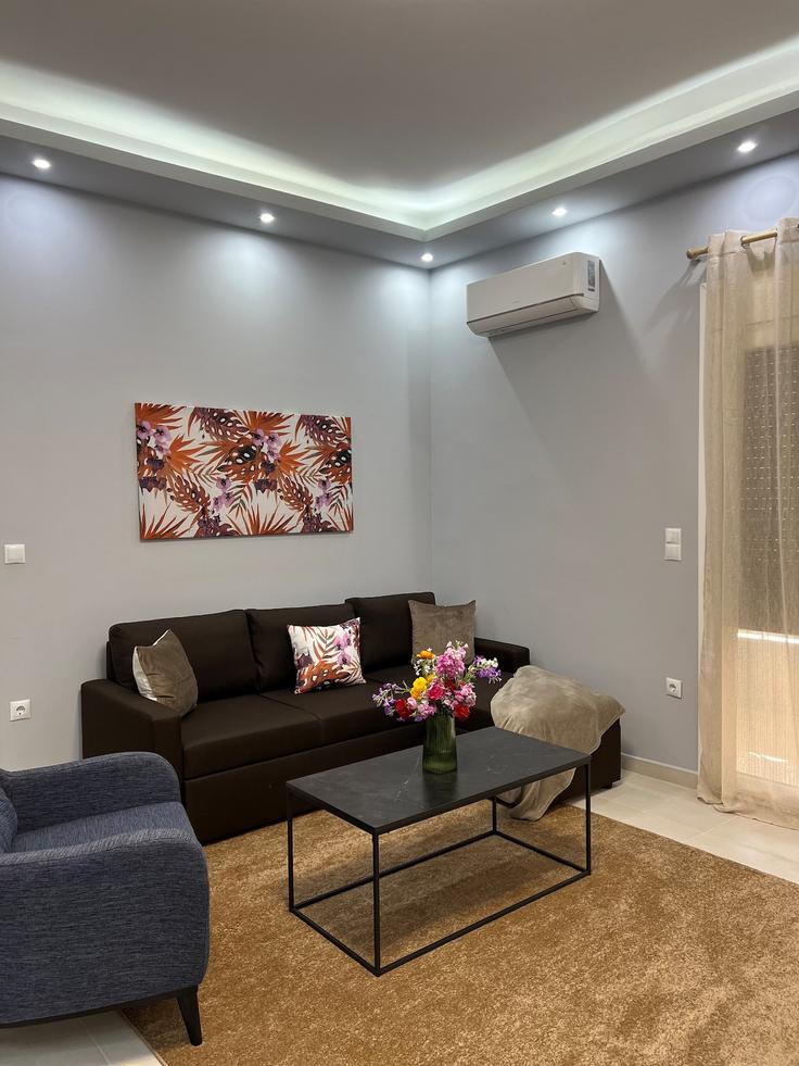 Elegant gestaltetes Wohnzimmer mit moderner Einrichtung in einer Wohnung im Building Ιωαννίνων - jr-apartments-ike - 1606865 in Central Athens, Athens