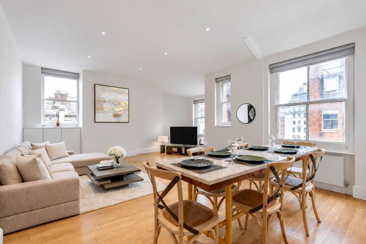 Salle de séjour élégante avec mobilier moderne dans un appartement à Building Chiltern Street - kenton-hostaway - 1054252 à City of Westminster, London Salle de séjour élégante avec mobilier moderne dans un appartement à Building Chiltern Street - kenton-hostaway - 1054252 à City of Westminster, London